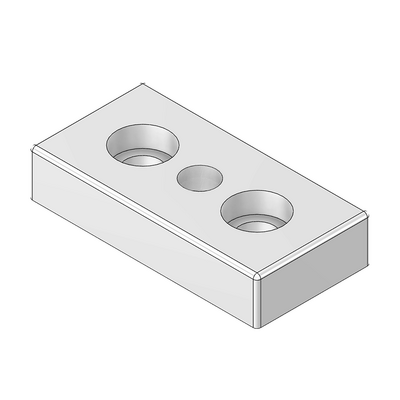 MODULAR SOLUTIONS MOUNTING PLATE 30MM X 60MM, M10 THREADED WITH A CENTER THRU HOLE